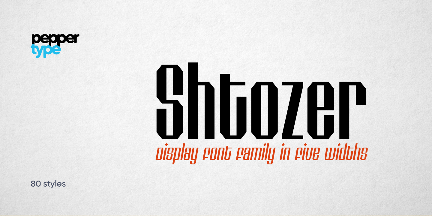 Shtozer 800 Condensed Oblique Font preview